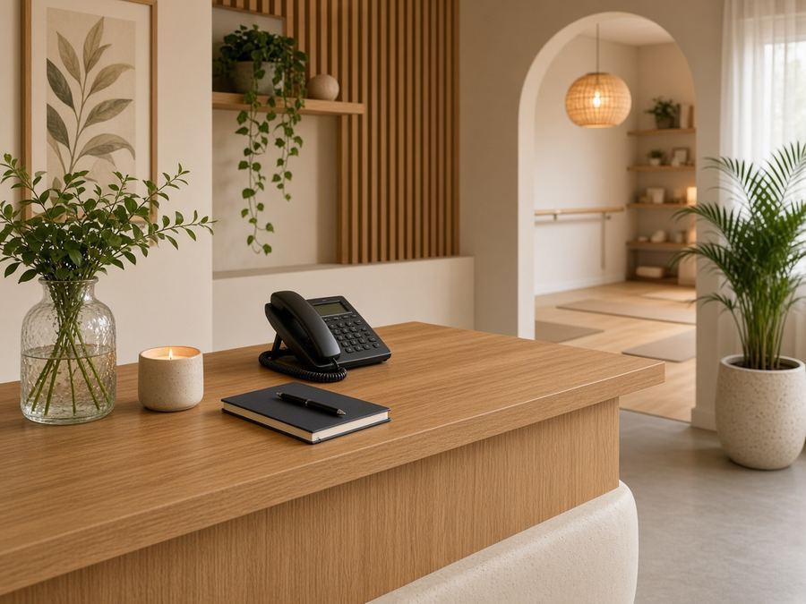Contact desk at Confudisar Studio in Singapore